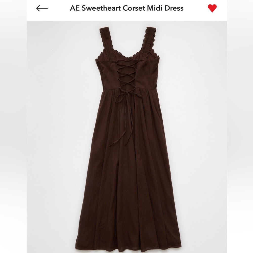 American Eagle Brown Midi Button-Front Corset Sun… - image 4